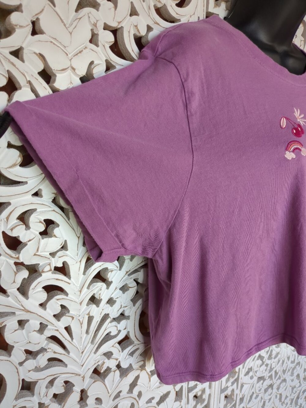 XL Love Peace Lazy Days Cotton Crop T Shirt - Picture 4 of 9
